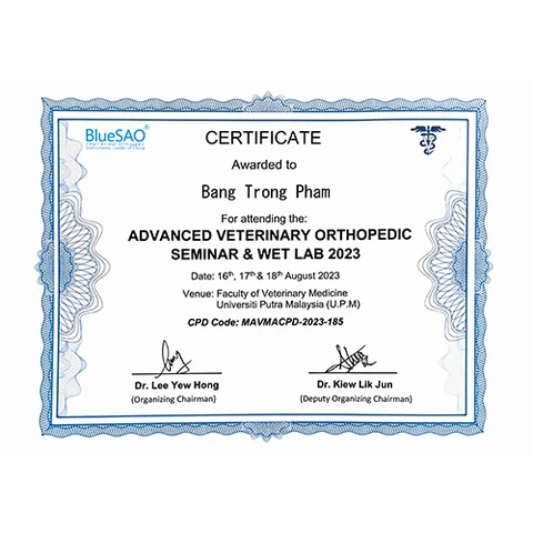 BlueSAO - Advance Veterinary Orthopedic Seminar and Wet Lab 2023